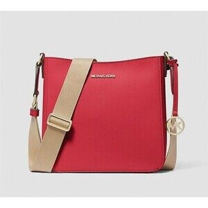 New Michael Kors Jet Set Travel Small Messenger Bag Faux Leather Bright Red